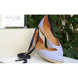 Margaux x MDS Stripes Womens Blue Espadrille Flats Lace Up Leg Tie size 41 US 10